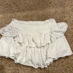 White Ruffled Smocked Mini Skirt